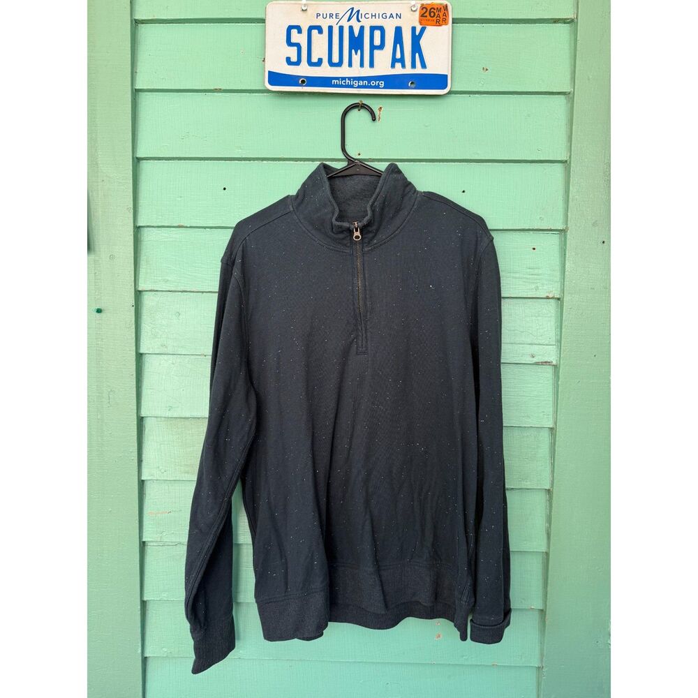 Billy Reid Quarter Zip Pullover Sweatshirt Large Charcoal Gray